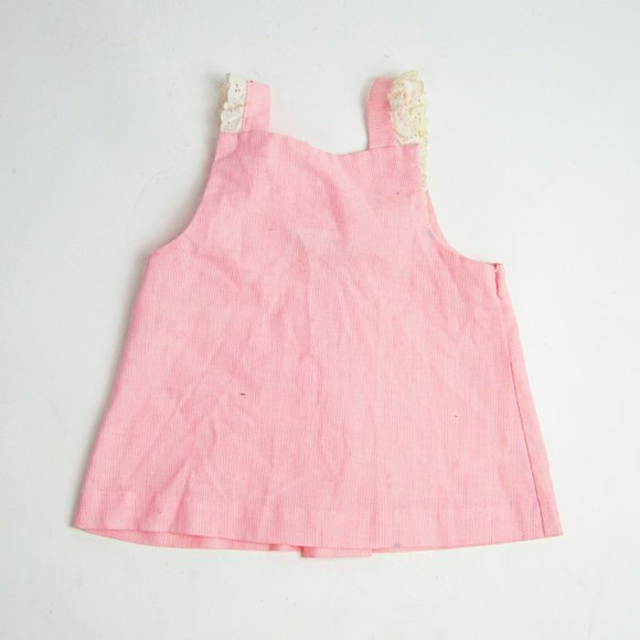 70s Vintage Pink Strawberry Pinafore Dress 2T / Pi - Picture 4 of 5